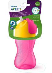 Philips Avent Bendy Straw Cup 300ml – Pink/Yellow – Dentist Recommended, BPA-Free – 12m+