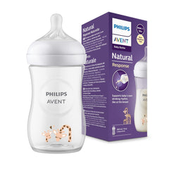 Philips Avent Natural Response Baby Bottle 260ml – Giraffe Print – Age 1m+