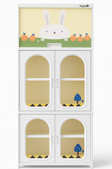 Momipop Premium Plastic Children's Wardrobe β 4 Door Storage Cabinet with Cute Bunny Design