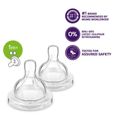 Philips Avent Anti-Colic Slow Flow Teats – Pack of 2 – 1m+ – BPA-Free