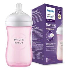 Philips Avent Natural Response Baby Bottle 260ml – Pink – Breast-Like Teat – 1m+
