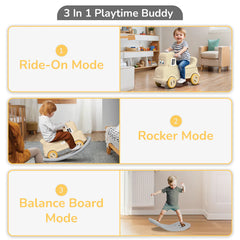 Rock N Ride 3-in-1 Balance Board, Ride-On & Rocker for Kids (1–4 Years)