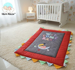 Fabric Master™ "Welcome Baby" Premium Quilted Play Mat – High-Contrast Sensory Mattress with 3D Textured Border for Newborns