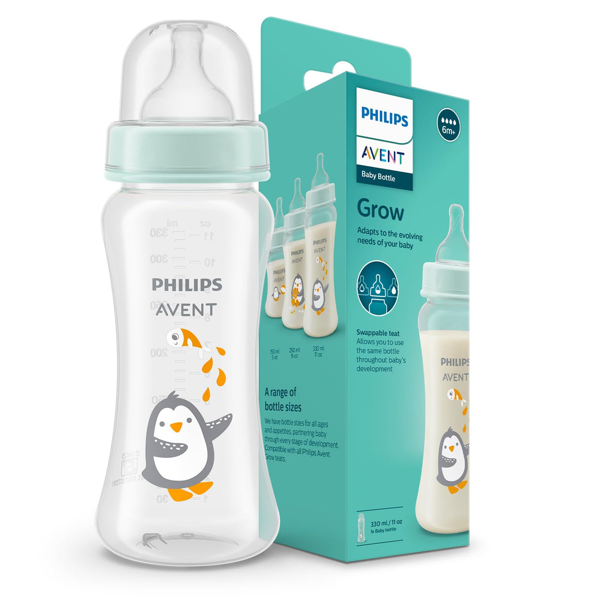 Philips Avent Baby Bottle 330ml – BPA-Free, Multi-Flow Nipple – Age 6 Months+