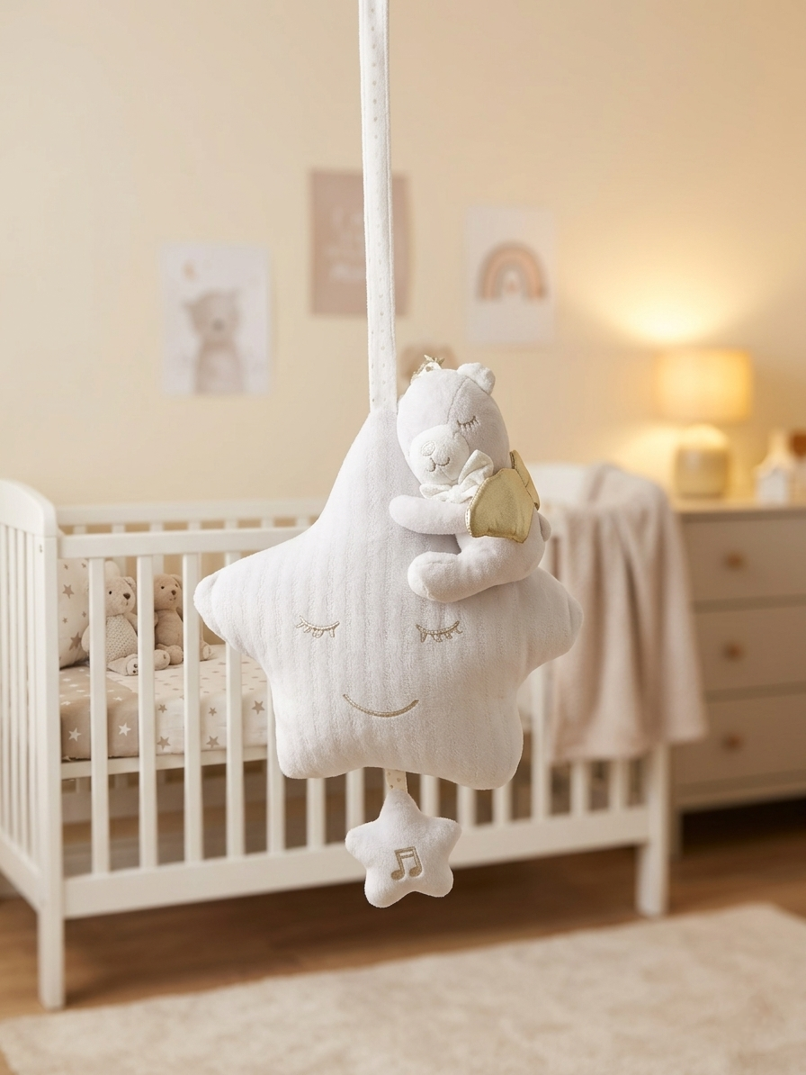 Baby Musical Pull String Toy – Soft Plush Hanging Crib Music Toy