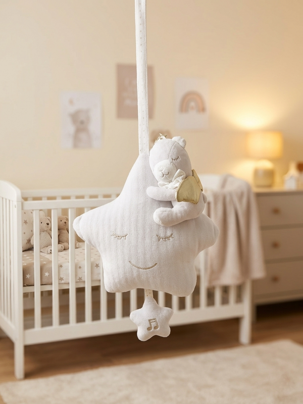 Baby Musical Pull String Toy – Soft Plush Hanging Crib Music Toy
