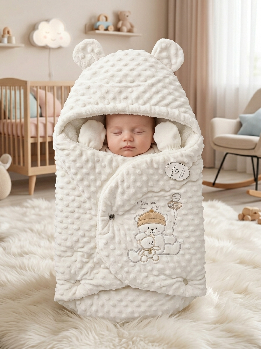 remium Baby Hooded Sleeping Bag | Soft & Warm Newborn Baby Wrapper