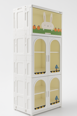 Momipop Premium Plastic Children's Wardrobe – 4 Door Storage Cabinet with Cute Bunny Design
