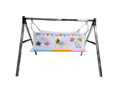 Sleeping Baby Cradle Cloth – Quilted Cotton Jhula with Rainbow & Elephant Design