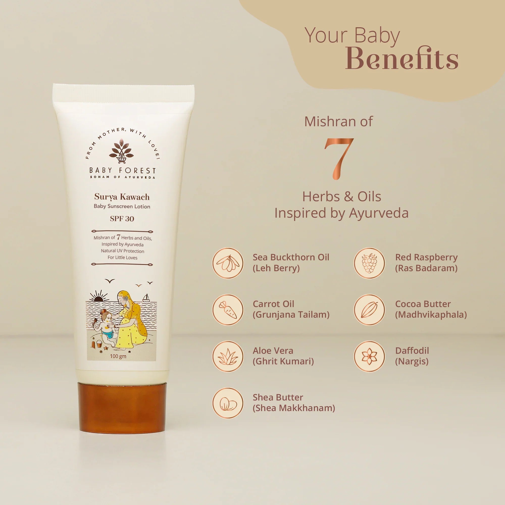 Surya Kawach SPF30 Baby Sunscreen Lotion