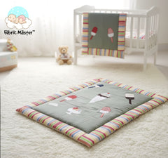 Title: Fëbrïc Mäster™ Ice Cream Party Padded Baby Mat – Multi-Stripe Border