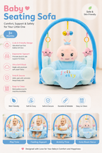 Baby Seating Sofa with Activity Arch – Soft Plush Baby Support Seat (3+ Months)
