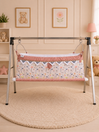 Premium Digital Print Cotton Baby Cradle (Paraniyu) with Steel Stand