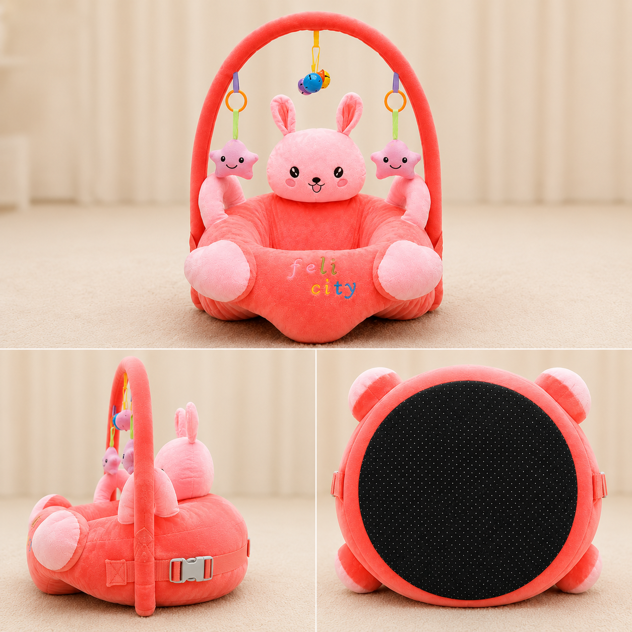 Baby Seating Sofa with Activity Arch – Soft Plush Baby Support Seat (3+ Months)