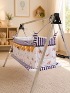Premium Digital Print Cotton Baby Cradle (Paraniyu) with Steel Stand