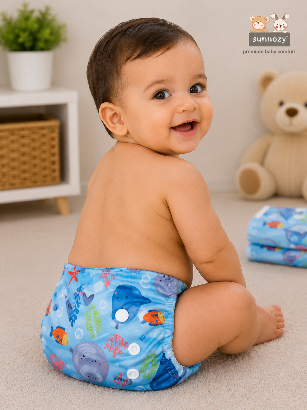Sunnozy Premium All-in-One Reusable Baby Diaper