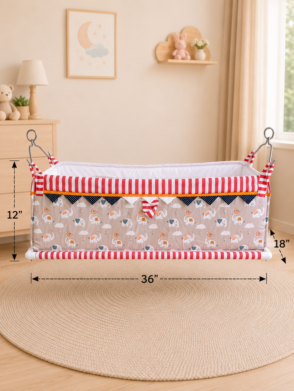 Premium Digital Print Cotton Baby Cradle (Paraniyu) with Steel Stand