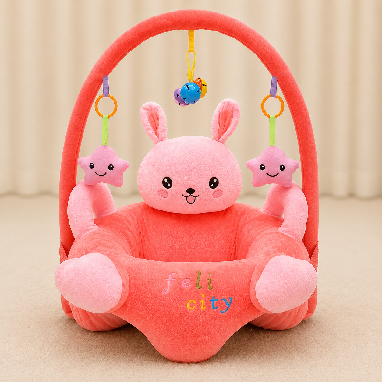 Baby Seating Sofa with Activity Arch – Soft Plush Baby Support Seat (3+ Months)