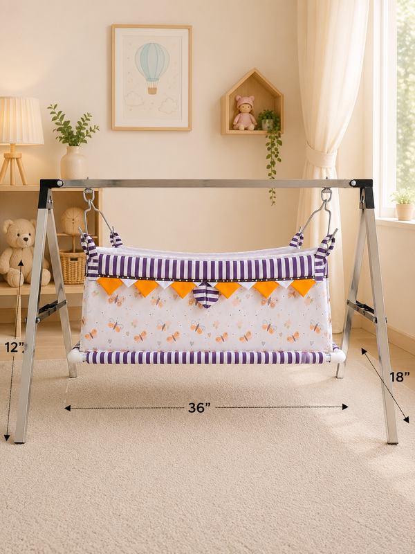 Premium Digital Print Cotton Baby Cradle (Paraniyu) with Steel Stand