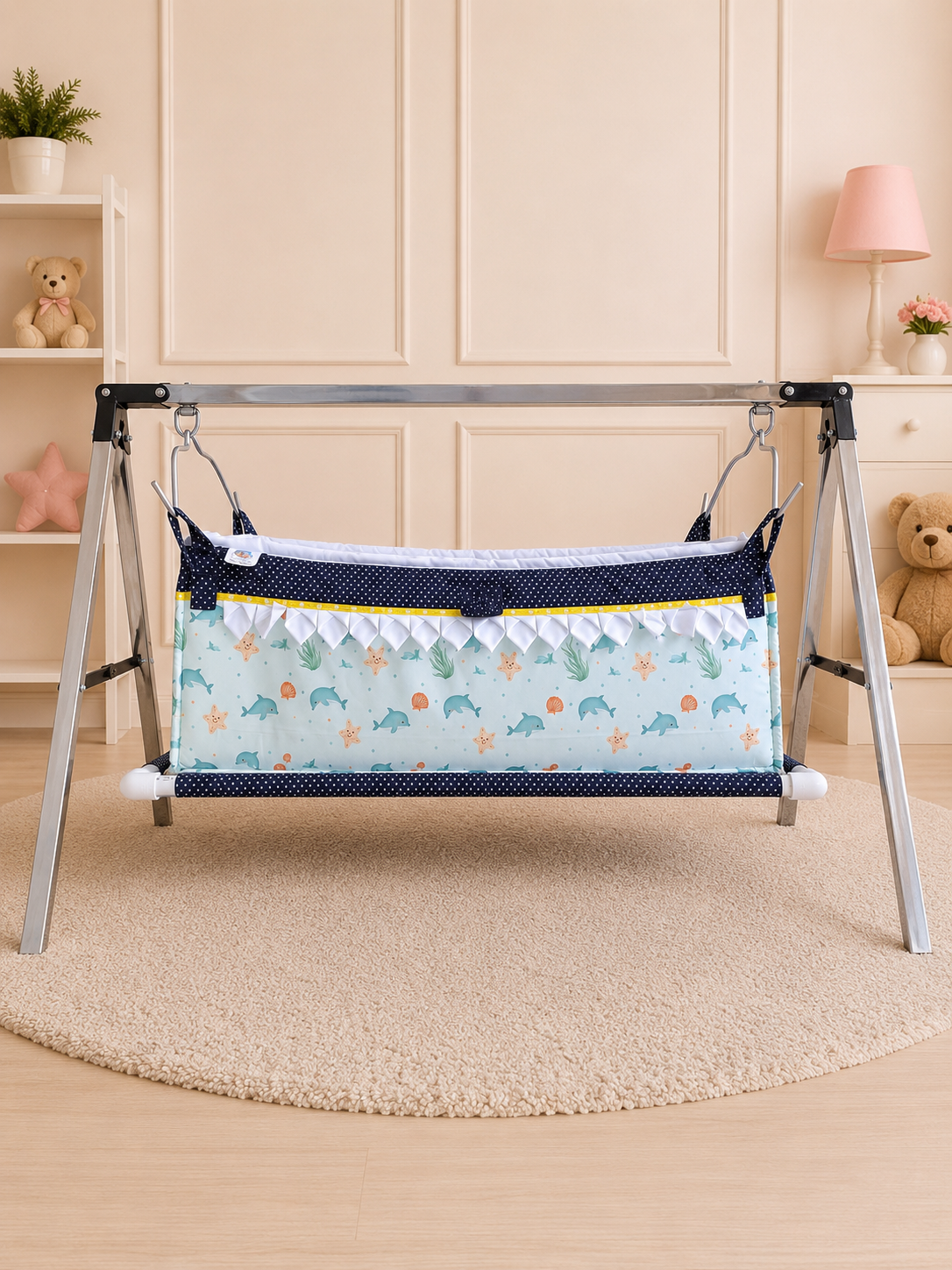 Premium Digital Print Cotton Baby Cradle (Paraniyu) with Steel Stand